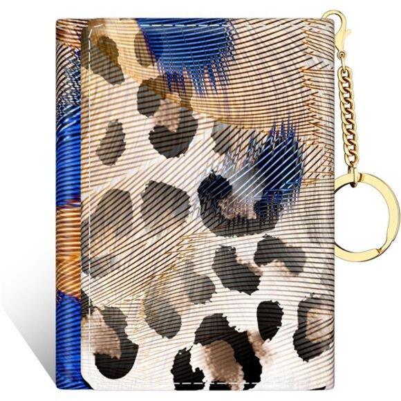 Small Slim RFID Card Wallets for Women Abstract Leopard - Picture 1 of 6